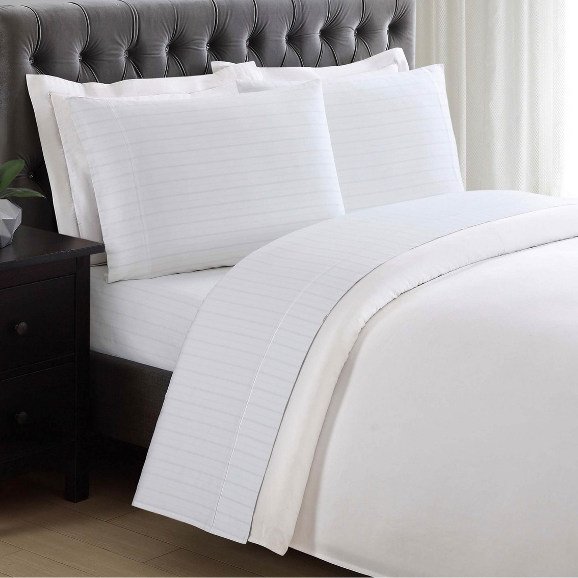 Charisma Home 310 Thread Count Classic Stripe Cotton Sateen Sheet Set - Image 3 of 3