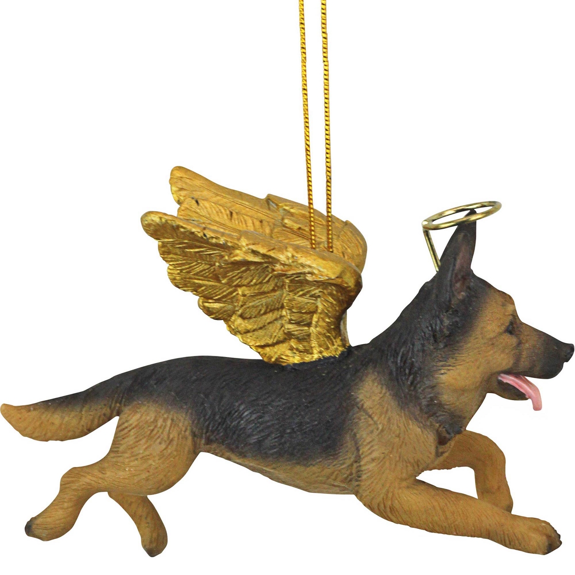 German Shepherd Angel Ornament Dog Figurine Black 