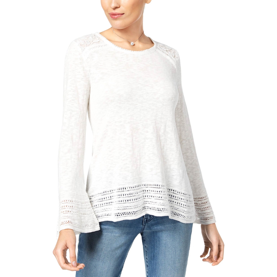 Style & Co. Crochet Trim Sweater | Sweaters | Clothing & Accessories ...