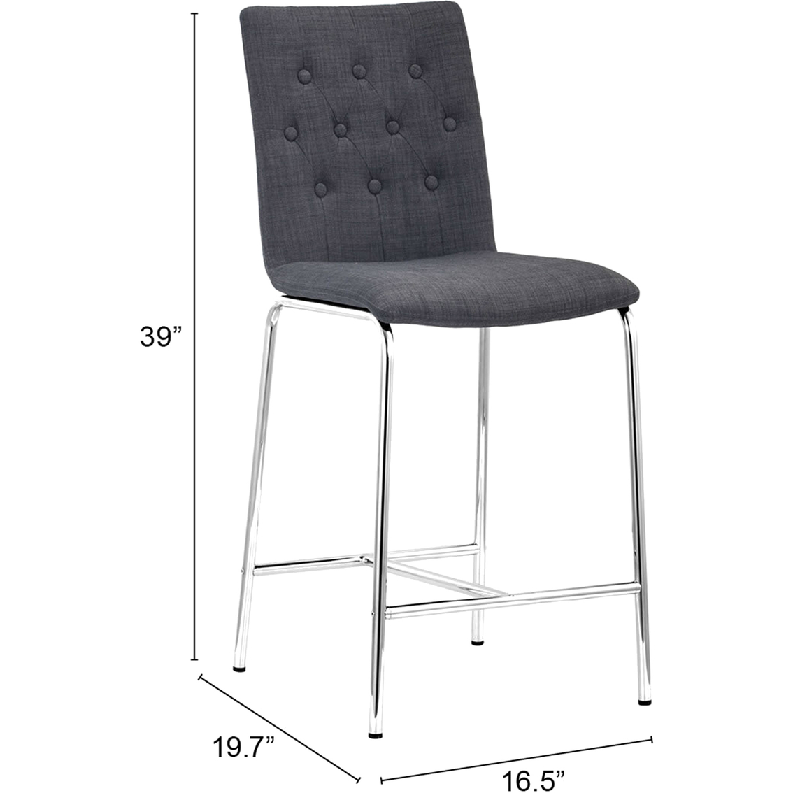 Zuo Modern Uppsala Counter Chair Graphite 2 Pk. - Image 6 of 8