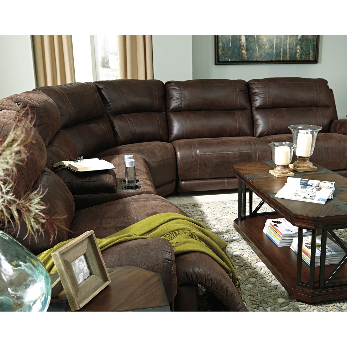 Ashley Luttrell 6 Pc. Sectional with 2 Power Recliners and Storage Console - Image 2 of 3