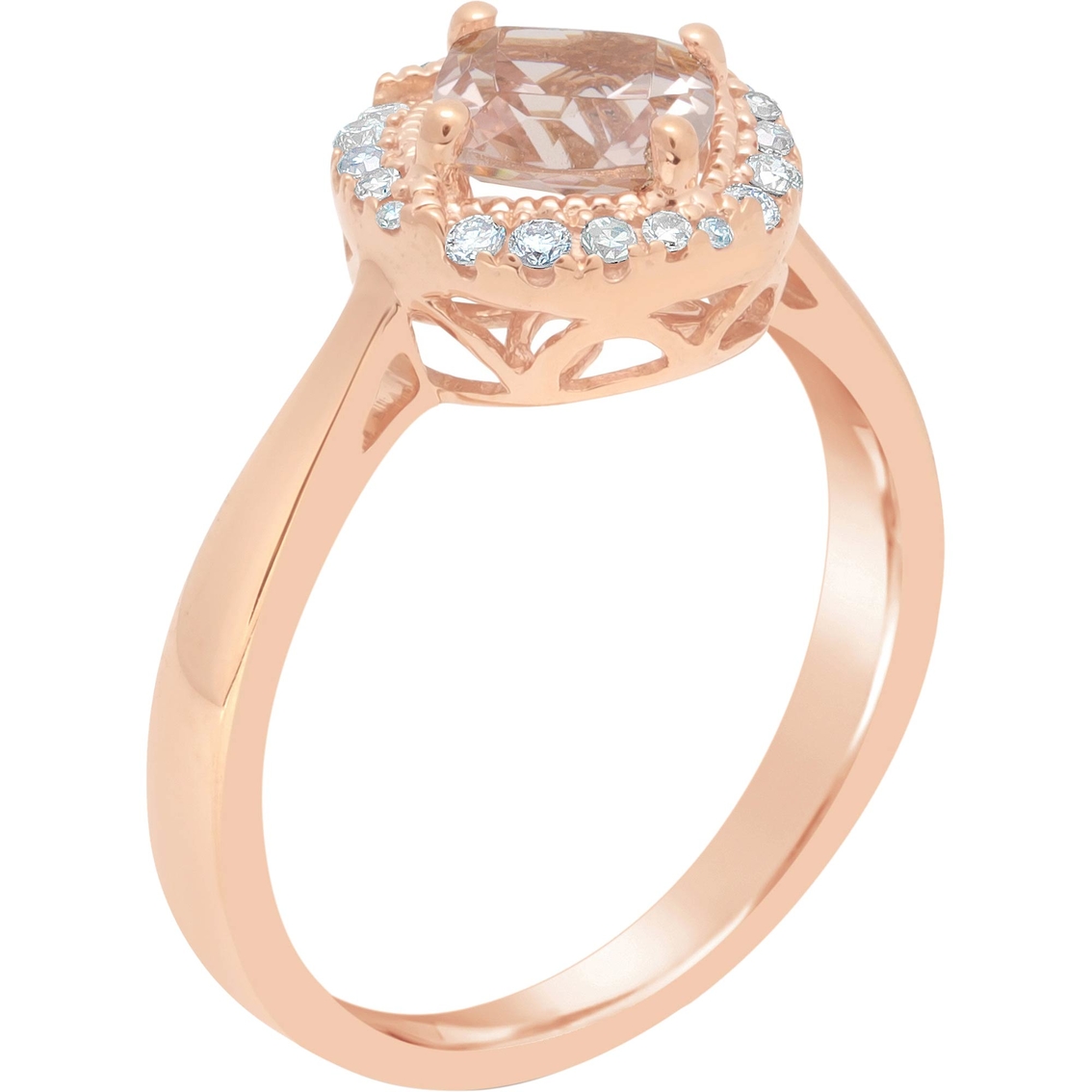 10K Rose Gold Morganite and 1/8 CTW Diamond Ring - Image 3 of 3