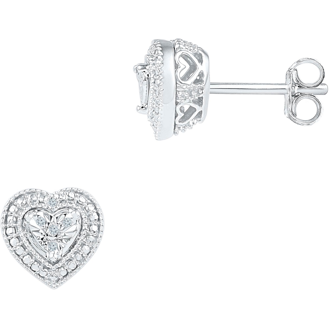 Sterling Silver Diamond Accent Fashion Earrings | Diamond Stud Earrings ...