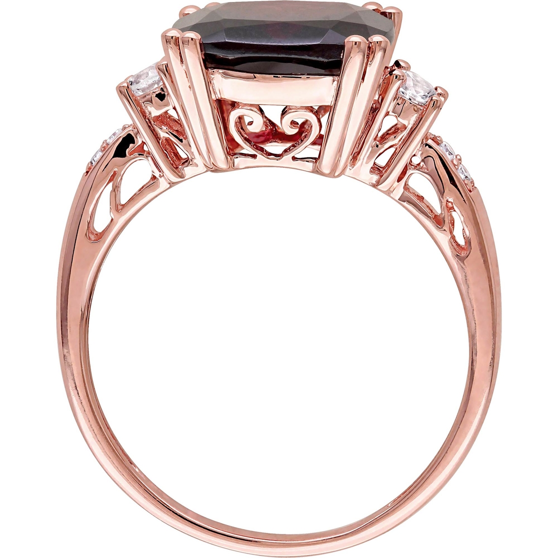 Sofia B. Cushion Cut Garnet Created White Sapphire and Diamond Accent Ring - Image 3 of 4