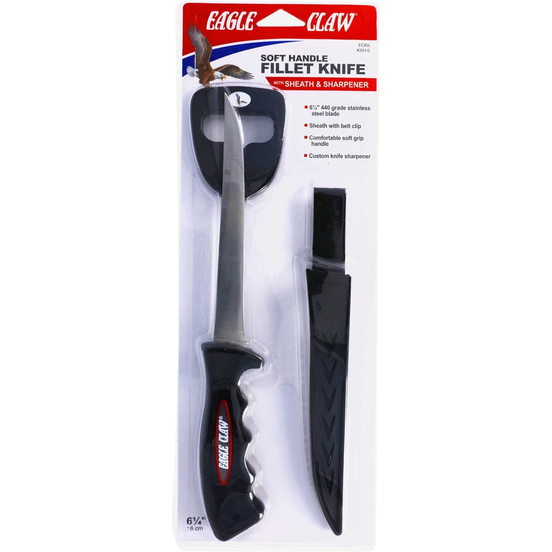 Eagle Claw 6 In. Soft Handle Fillet Knife With Sheath And