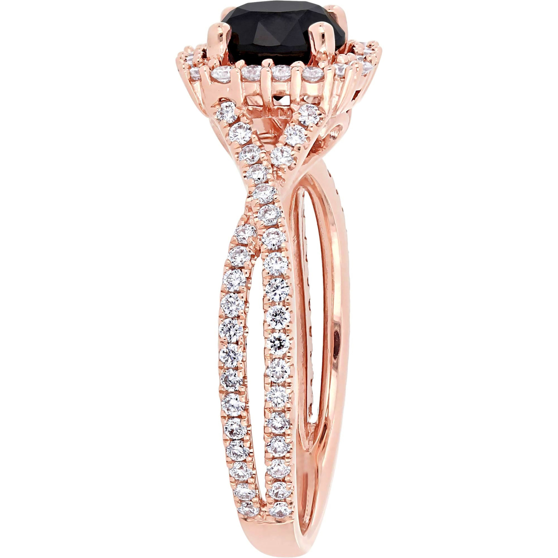 Diamore 14K Rose Gold 1 1/2 CTW Black and White Diamond Halo Engagement Ring - Image 3 of 4