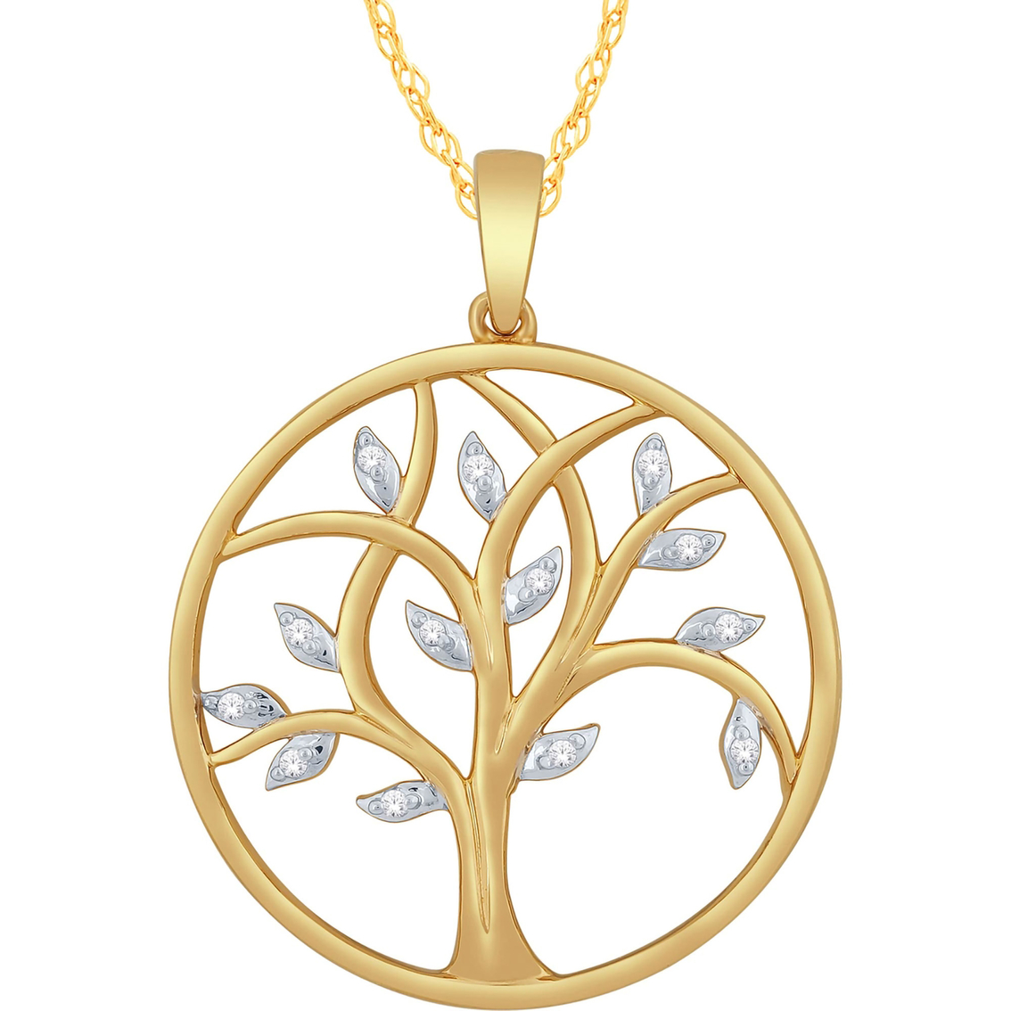 10k Yellow Gold Diamond Accent Tree Of Life Pendant | Diamond Fashion ...
