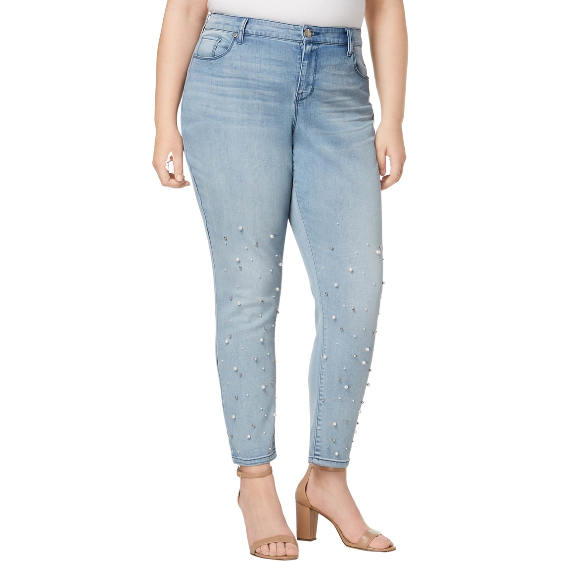 Style & Co. Plus Size Pretty Pearl Embellished Skinny Jeans | Jeans ...