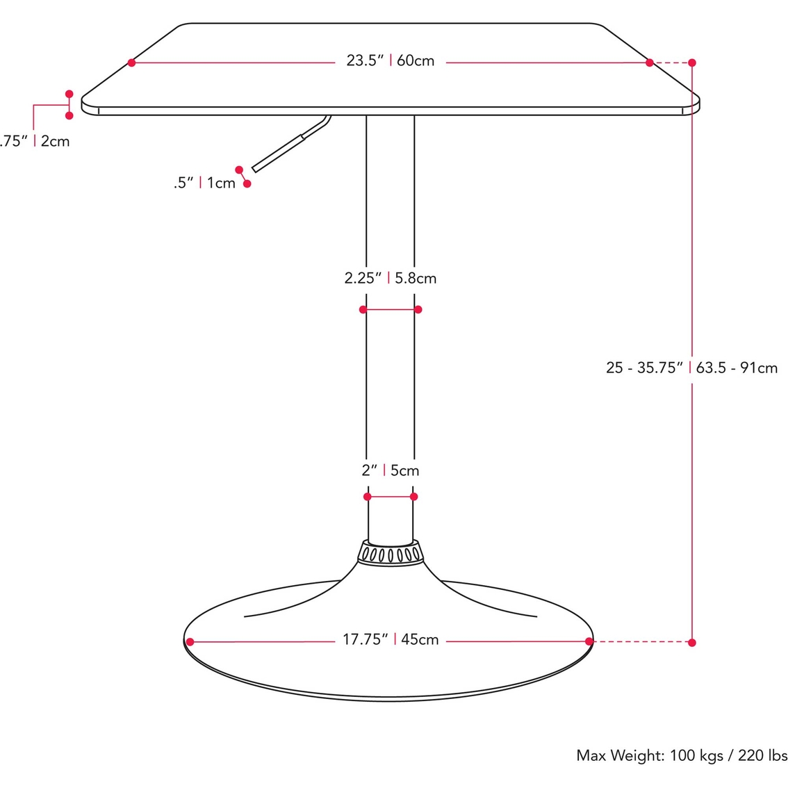 CorLiving Adjustable Square Black Bar Table - Image 9 of 9
