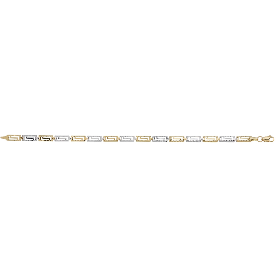 10K Two Tone Diamond Cut Greek Key Bracelet - Image 2 of 3
