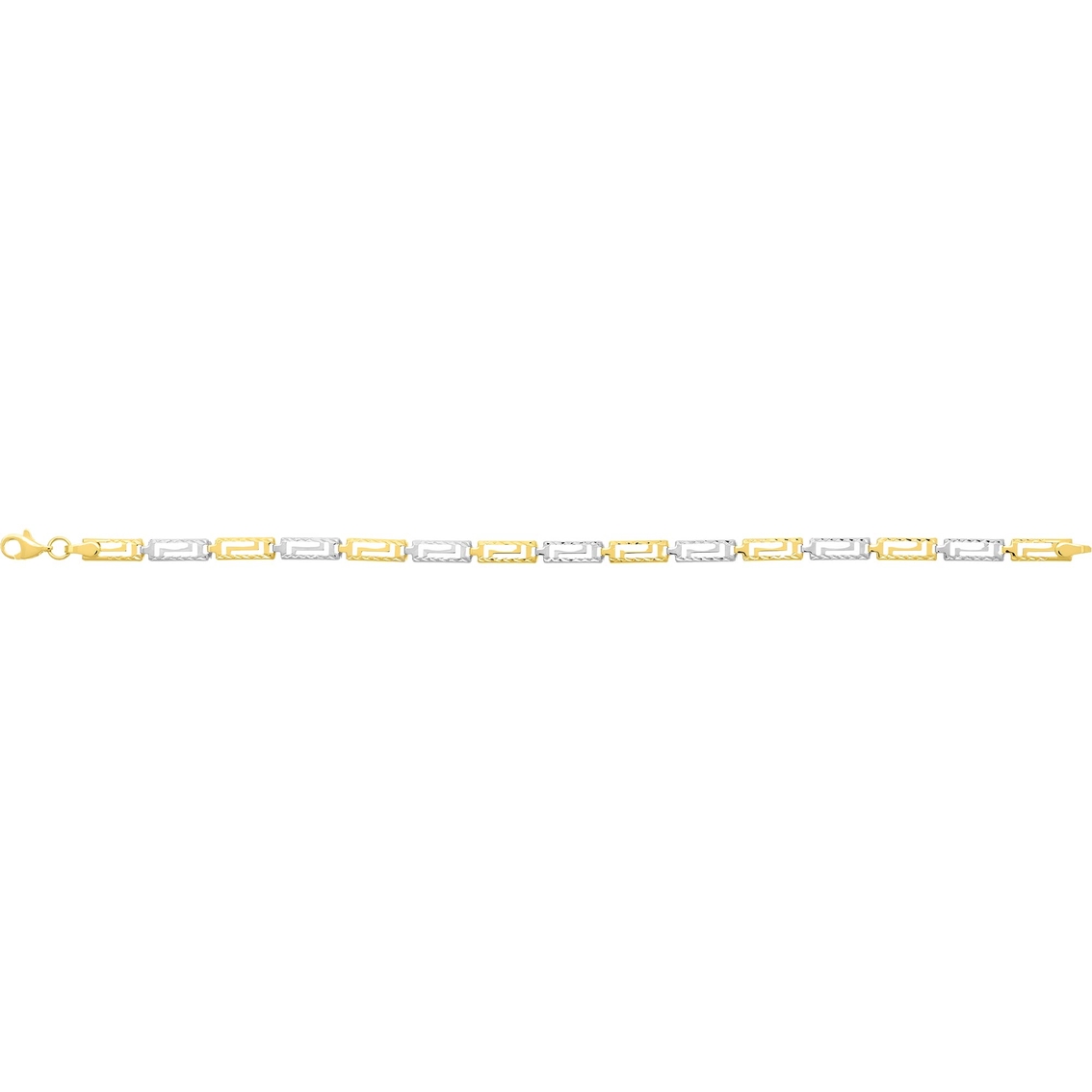 10K Two Tone Diamond Cut Greek Key Bracelet - Image 3 of 3