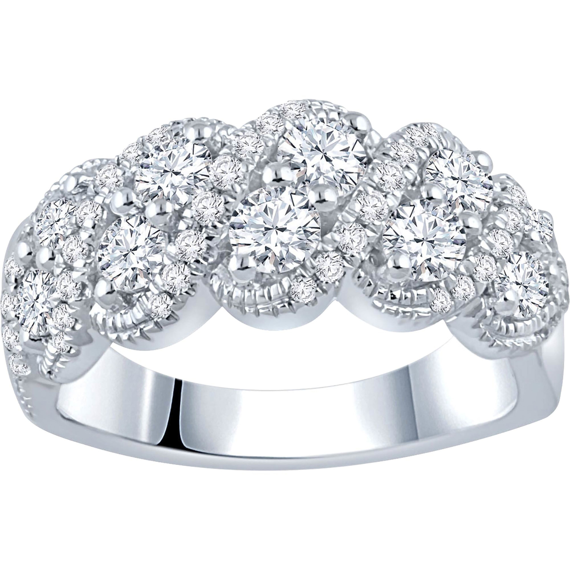 14k White Gold 1 And 1/2 Ctw Tdw Diamond Anniversary Ring | Anniversary ...