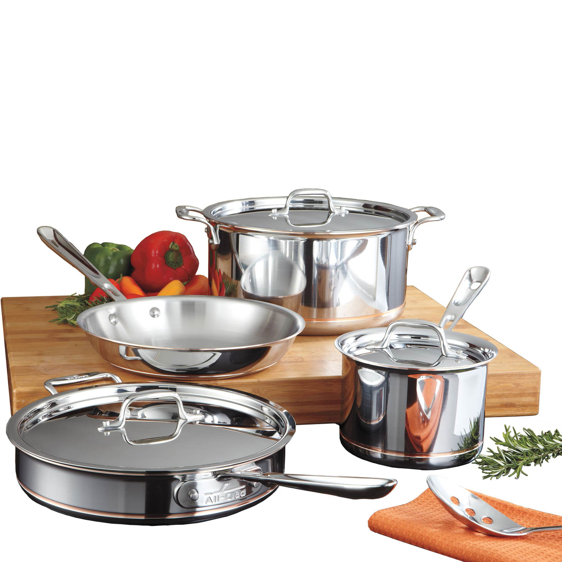 All-clad Stainless Steel And Copper Core 7 Pc. Cookware Set