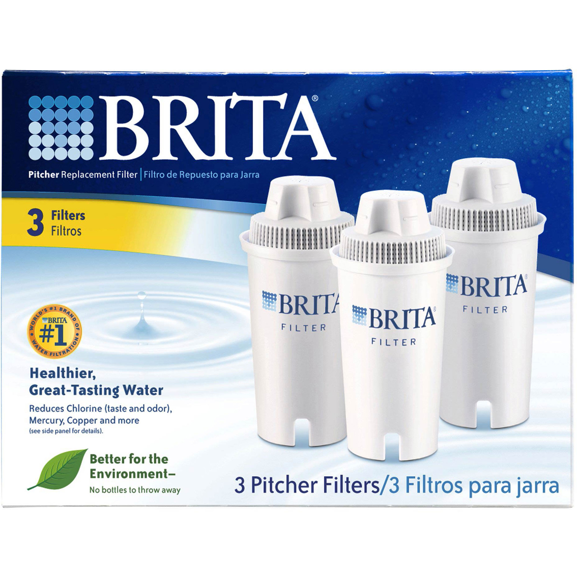 BIN8 Brita Brita Pitcher Replacement Water Filters 3 Filters/Pk, Total 1 Pk 
