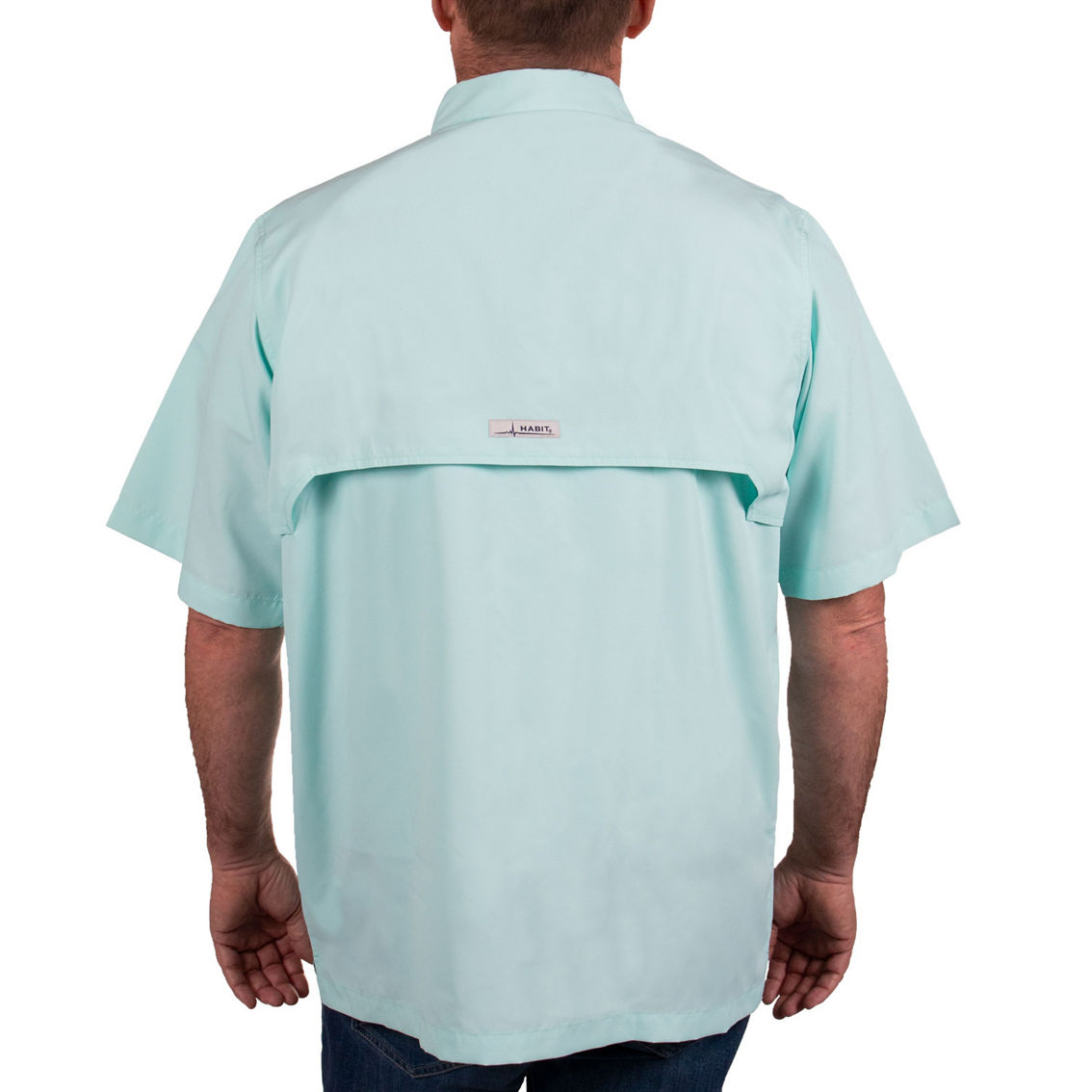 Habit Button Up Shirt Mens Blue Short Sleeve Fishing Vented SIZE MEDIUM 