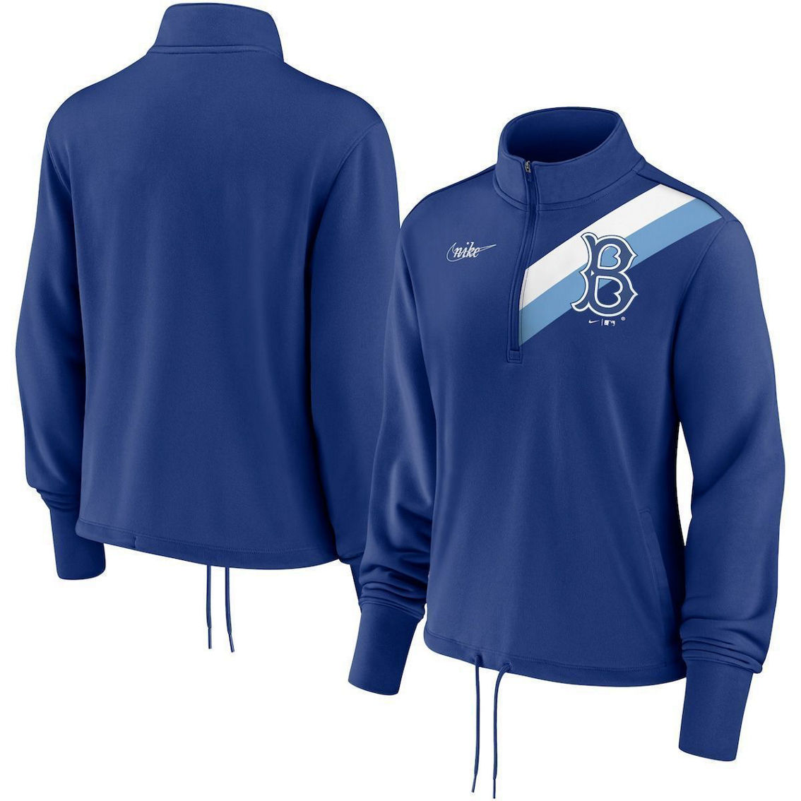 Nike Women's Royal Brooklyn Dodgers Cooperstown Collection Rewind Stripe Performance Half-Zip Pullover - Image 2 of 4