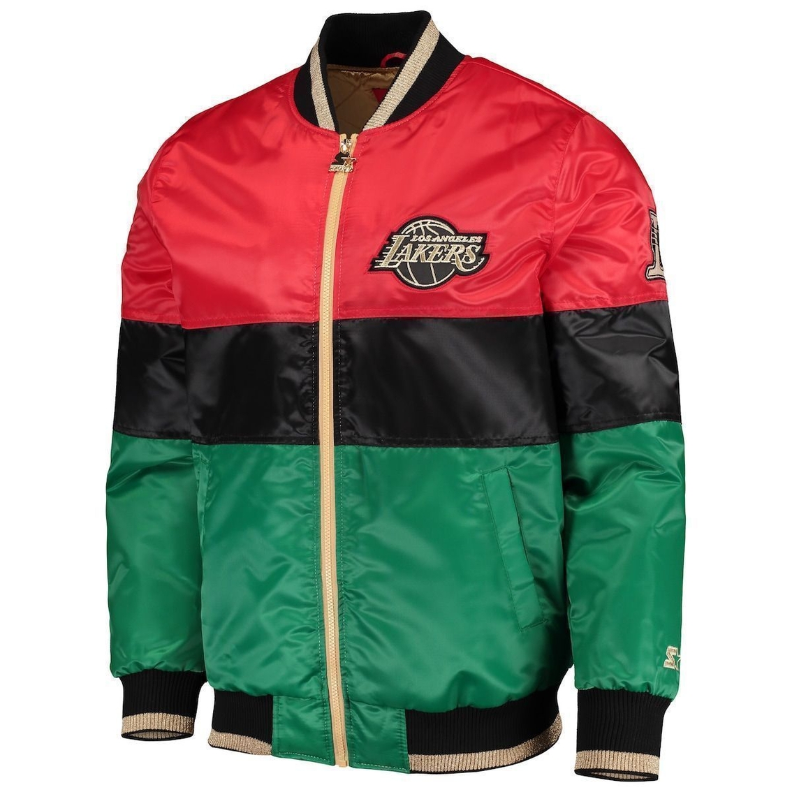 Starter Men's Red/Black/Green Los Angeles Lakers Black History Month NBA 75th Anniversary Full-Zip Jacket - Image 3 of 4