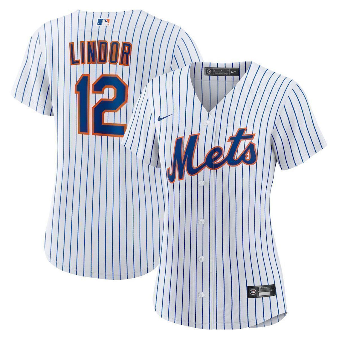 Nike Women's Francisco Lindor White New York Mets Home Replica Player Jersey - Image 2 of 4