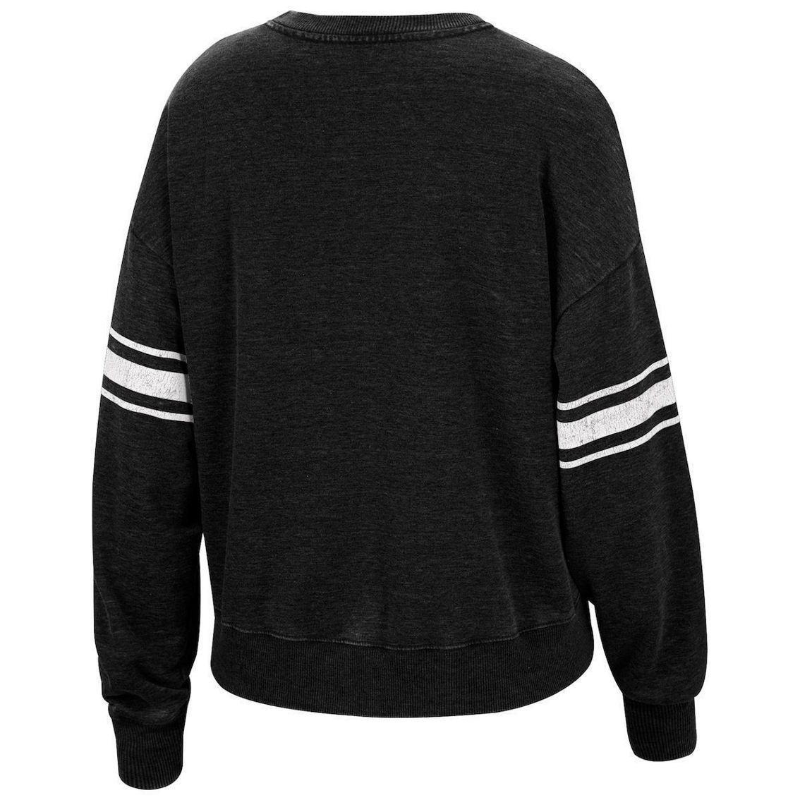 Top of the World Women's Black Oklahoma Sooners Camden Sleeve Stripe Washed Pullover Sweatshirt - Image 4 of 4