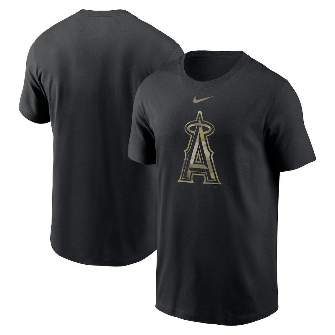 Men's Nike Black Los Angeles Angels Camo Logo Team T-Shirt