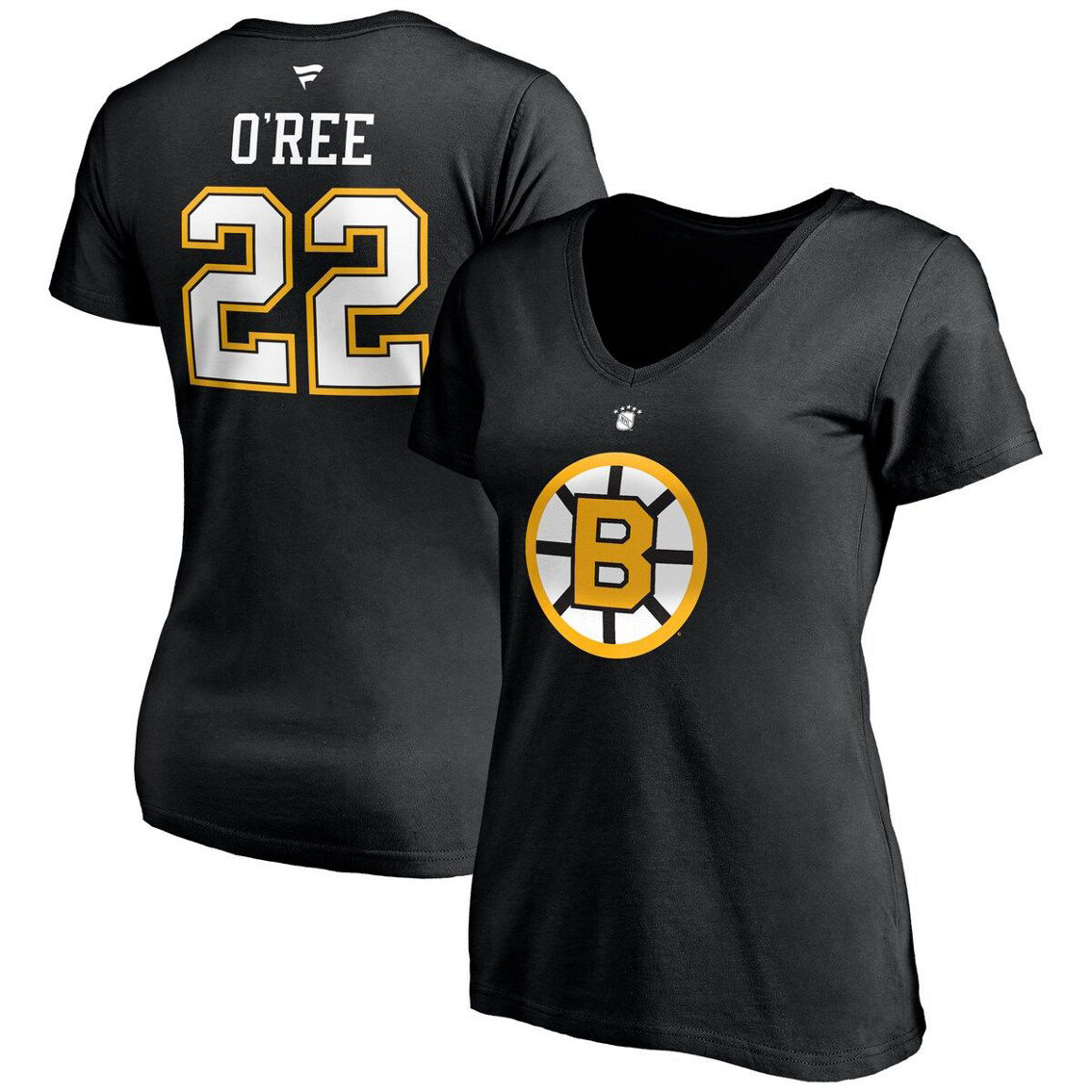 Fanatics Branded Women's Willie O'Ree Black Boston Bruins Authentic Stack Retired Player Name & Number V-Neck T-Shirt - Image 2 of 4