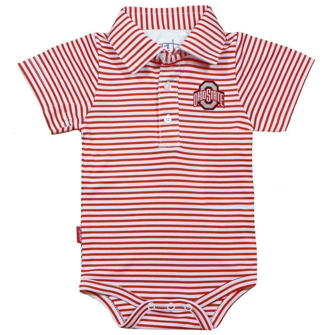 Garb Infant Scarlet/White Ohio State Buckeyes Carson Striped Short Sleeve Bodysuit - Image 2 of 3