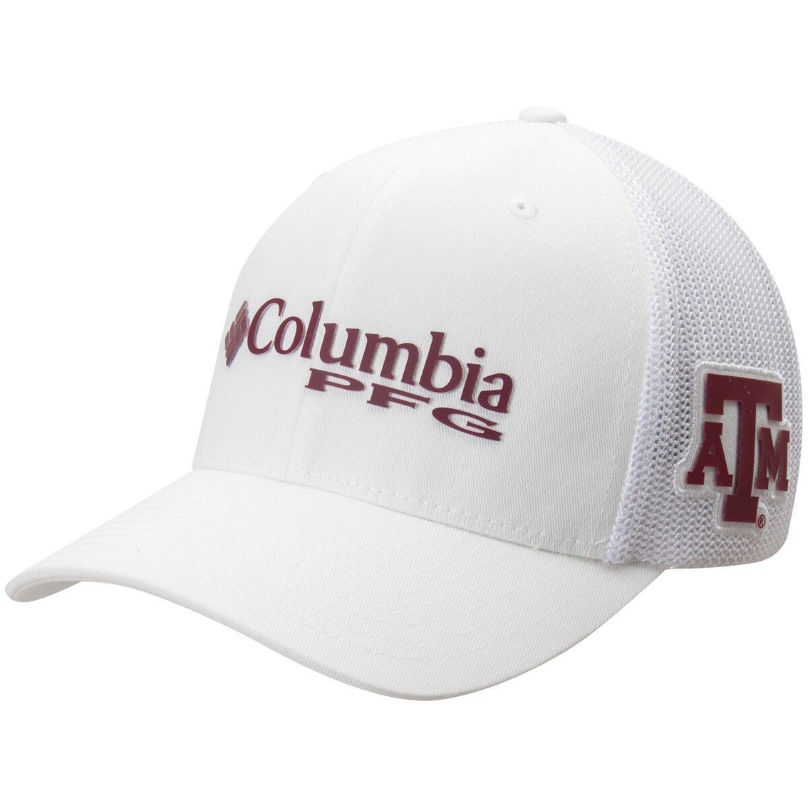 Men's Columbia White Texas A&M Aggies Collegiate PFG Flex Hat