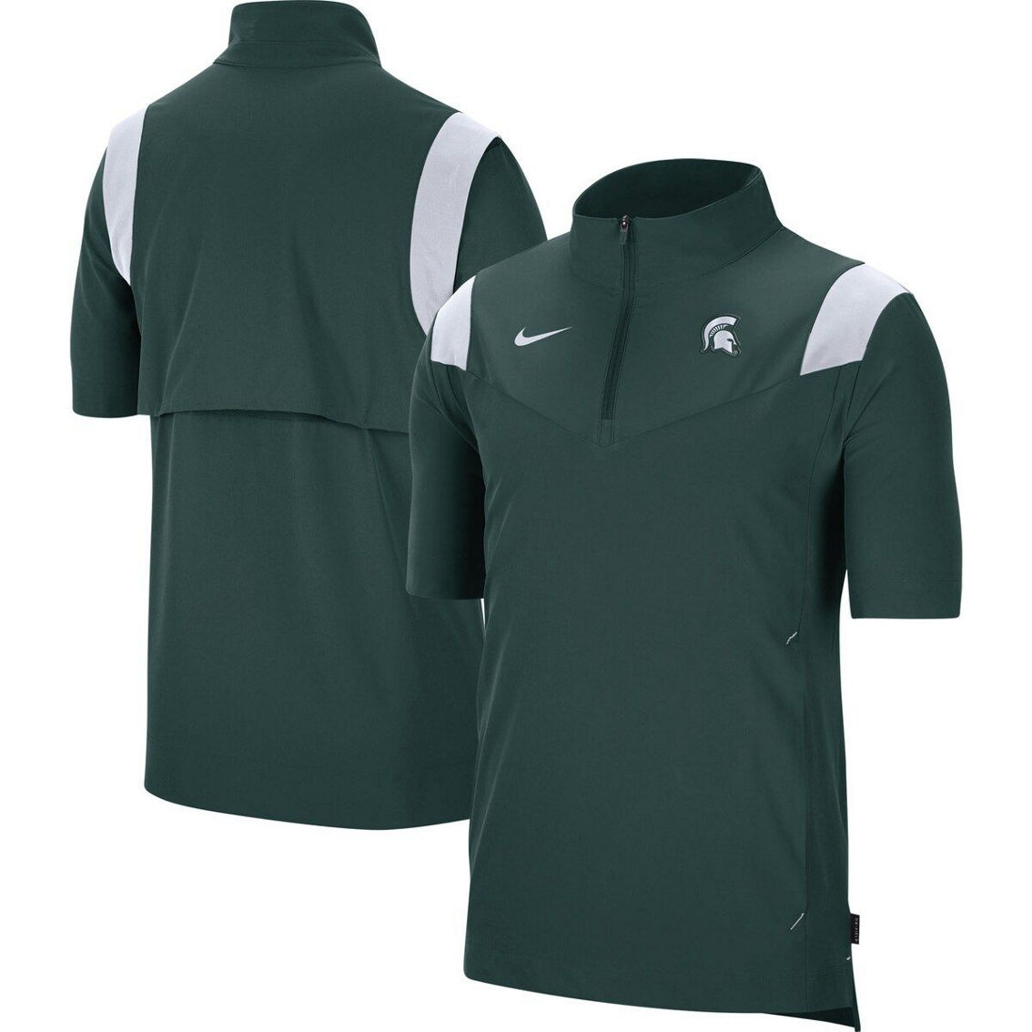 Nike Men's Green Michigan State Spartans 2021 Coaches Short Sleeve Quarter-Zip Jacket - Image 2 of 4