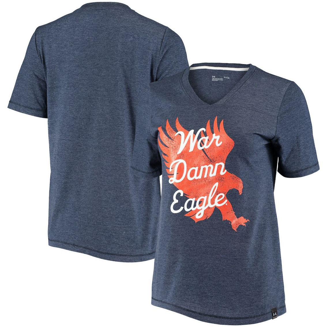 Under Armour Women's Heathered Navy Auburn Tigers V-Neck T-Shirt - Image 2 of 4