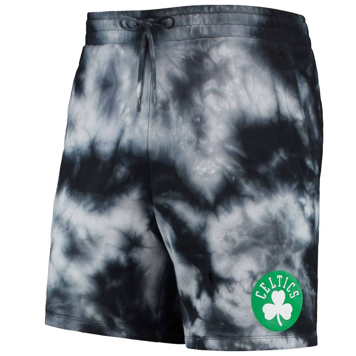 Men's New Era Black Boston Celtics Fleece Tie-Dye Shorts - Image 3 of 4
