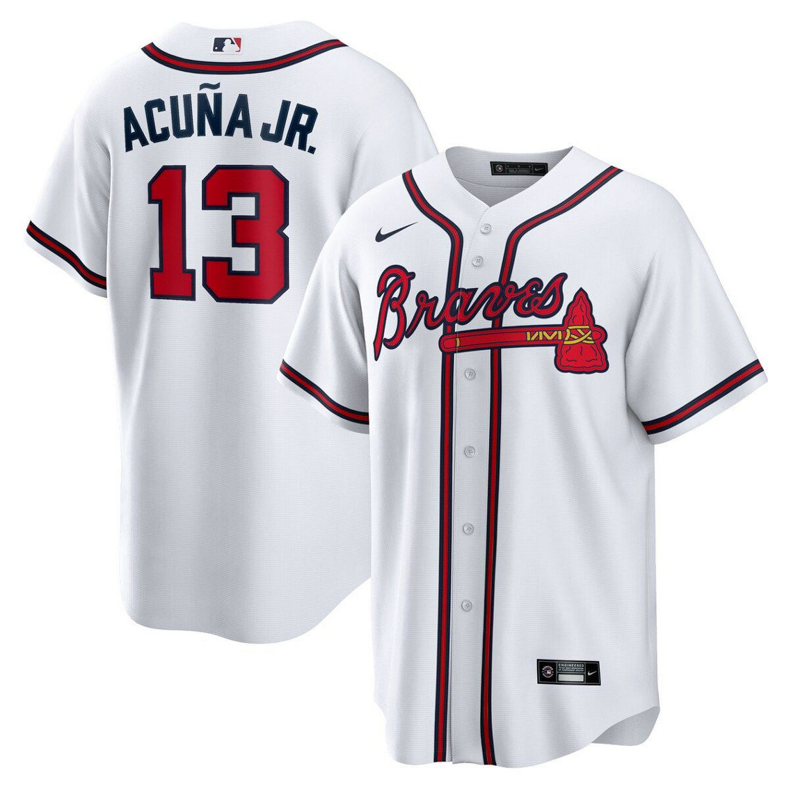 Nike Men's Ronald Acuna Jr. White Atlanta Braves Home Replica Player Name Jersey - Image 2 of 4