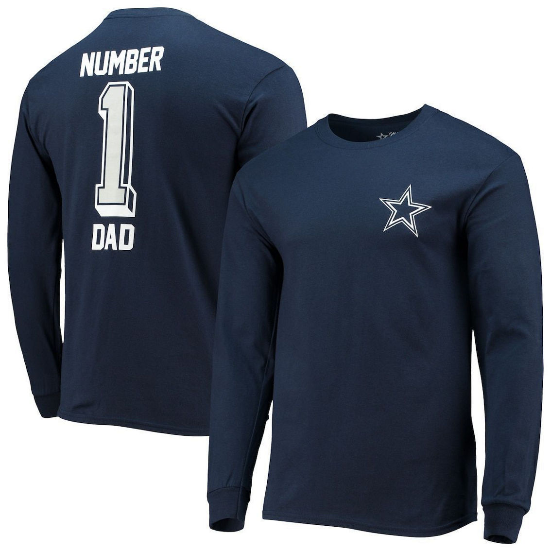 Fanatics Men's Fanatics Navy Dallas Cowboys #1 Dad Long Sleeve T-Shirt - Image 2 of 4
