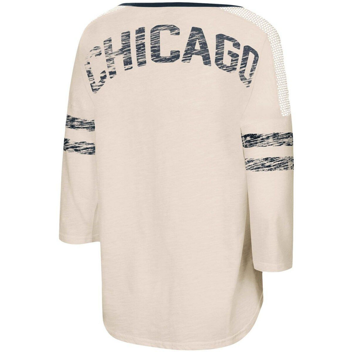 Starter Women's White/Navy Chicago Bears Highlight Scoop Neck Historic Logo 3/4 Sleeve T-Shirt - Image 4 of 4