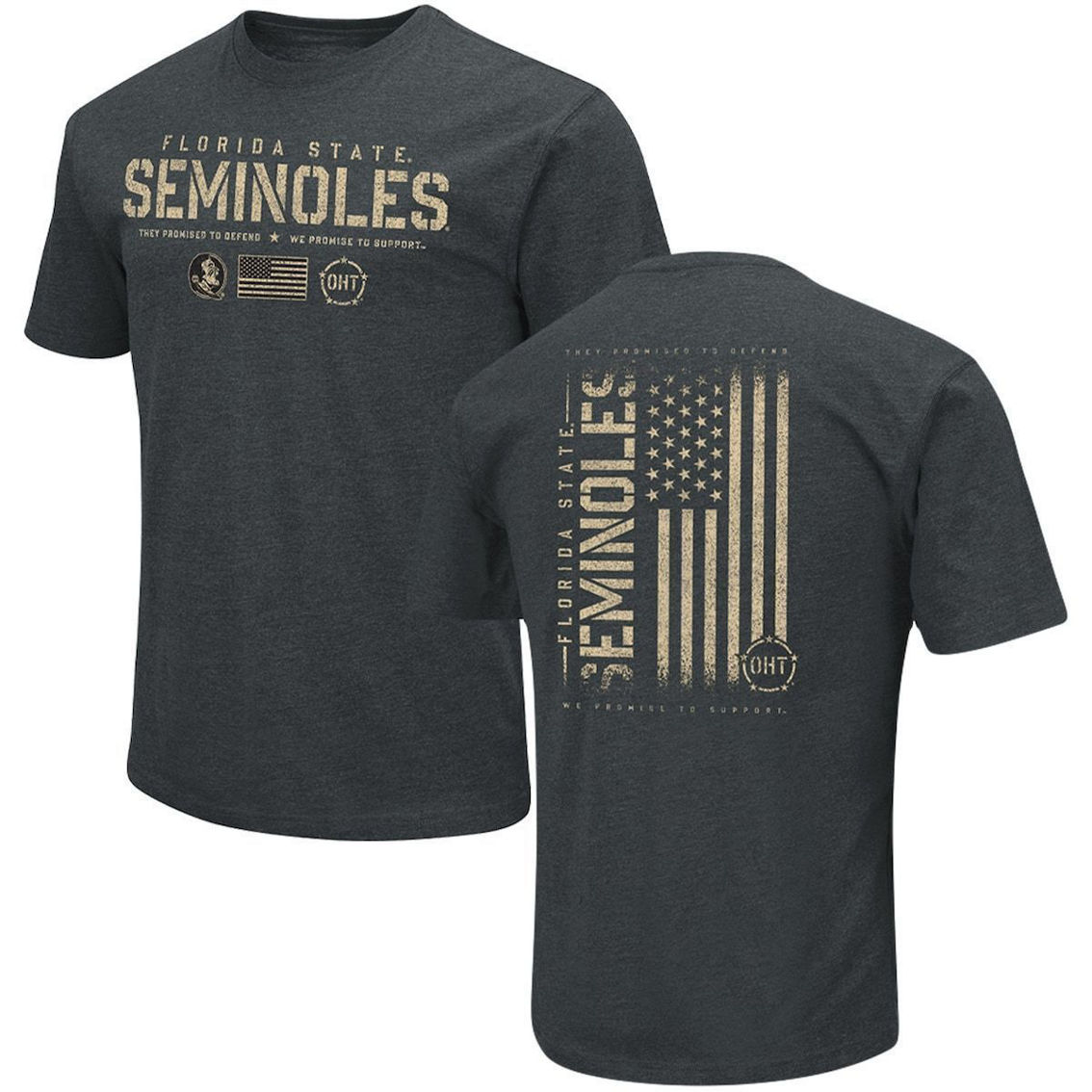 Colosseum Men's Heathered Black Florida State Seminoles OHT Military Appreciation Flag 2.0 T-Shirt - Image 2 of 4