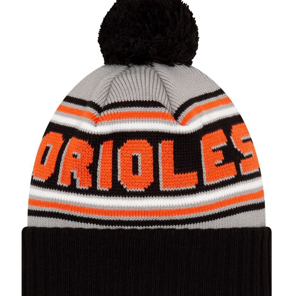 New Era Men's Black Baltimore Orioles Cheer Cuffed Knit Hat with Pom - Image 3 of 3