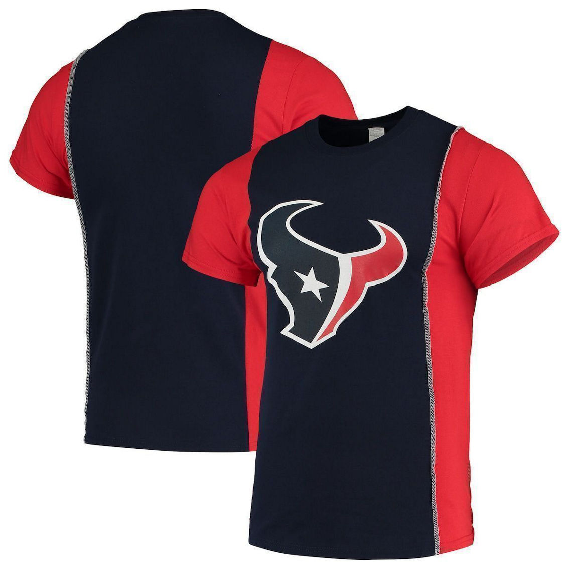 Refried Apparel Men's Navy/red Houston Texans Sustainable Upcycled Split  T-shirt, Fan Shop