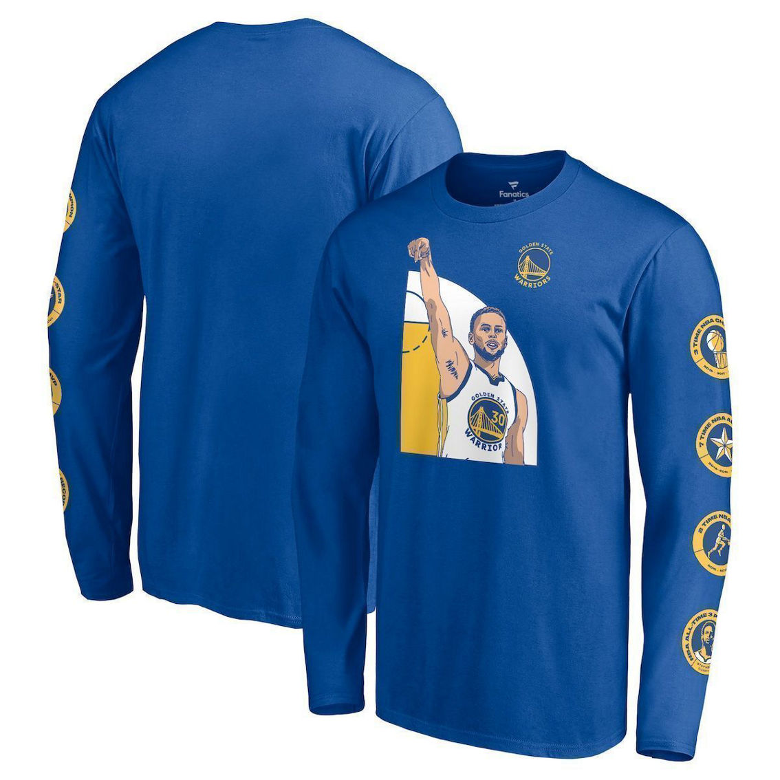 Men's Fanatics Branded Stephen Curry Royal Golden State Warriors NBA All-Time Three Point Record Long Sleeve T-Shirt - Image 1 of 4