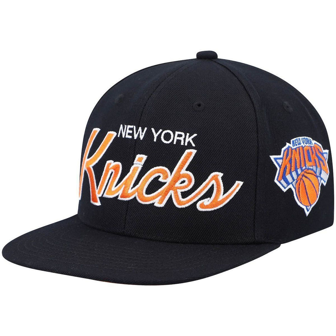 Mitchell & Ness Men's Black New York Knicks Hardwood Classics Script 2.0 Snapback Hat - Image 2 of 4