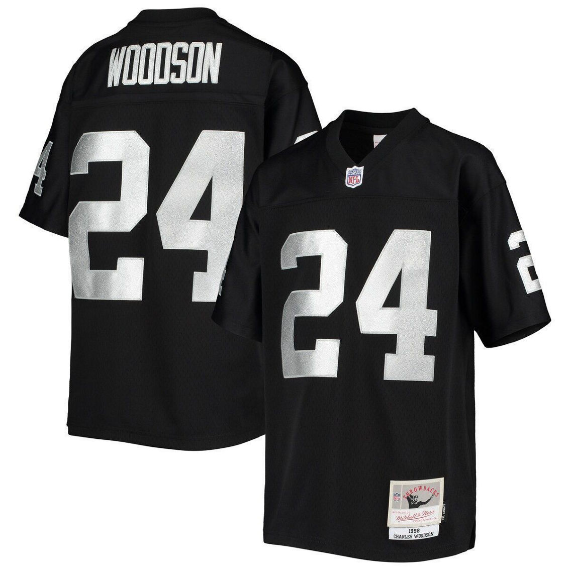 Mitchell & Ness Youth Charles Woodson Black Las Vegas Raiders 1998 Legacy Retired Player Jersey - Image 2 of 4