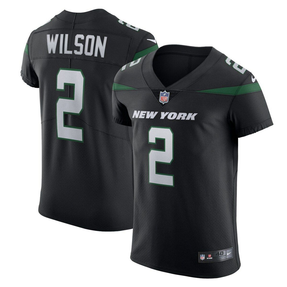 Nike Men's Zach Wilson Stealth Black New York Jets Vapor Elite Jersey - Image 2 of 4