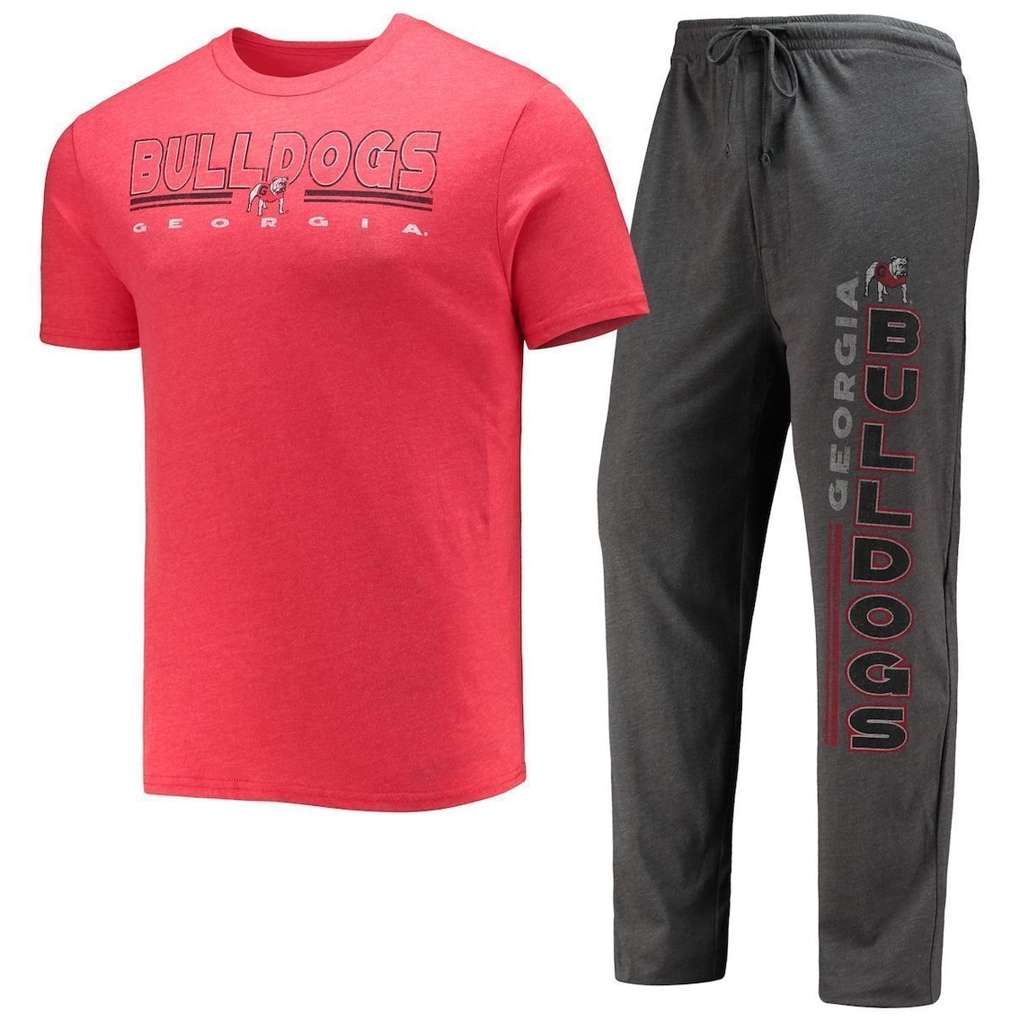 Concepts Sport Men's Heathered Charcoal/Red Georgia Bulldogs Meter T-Shirt & Pants Sleep Set - Image 2 of 4
