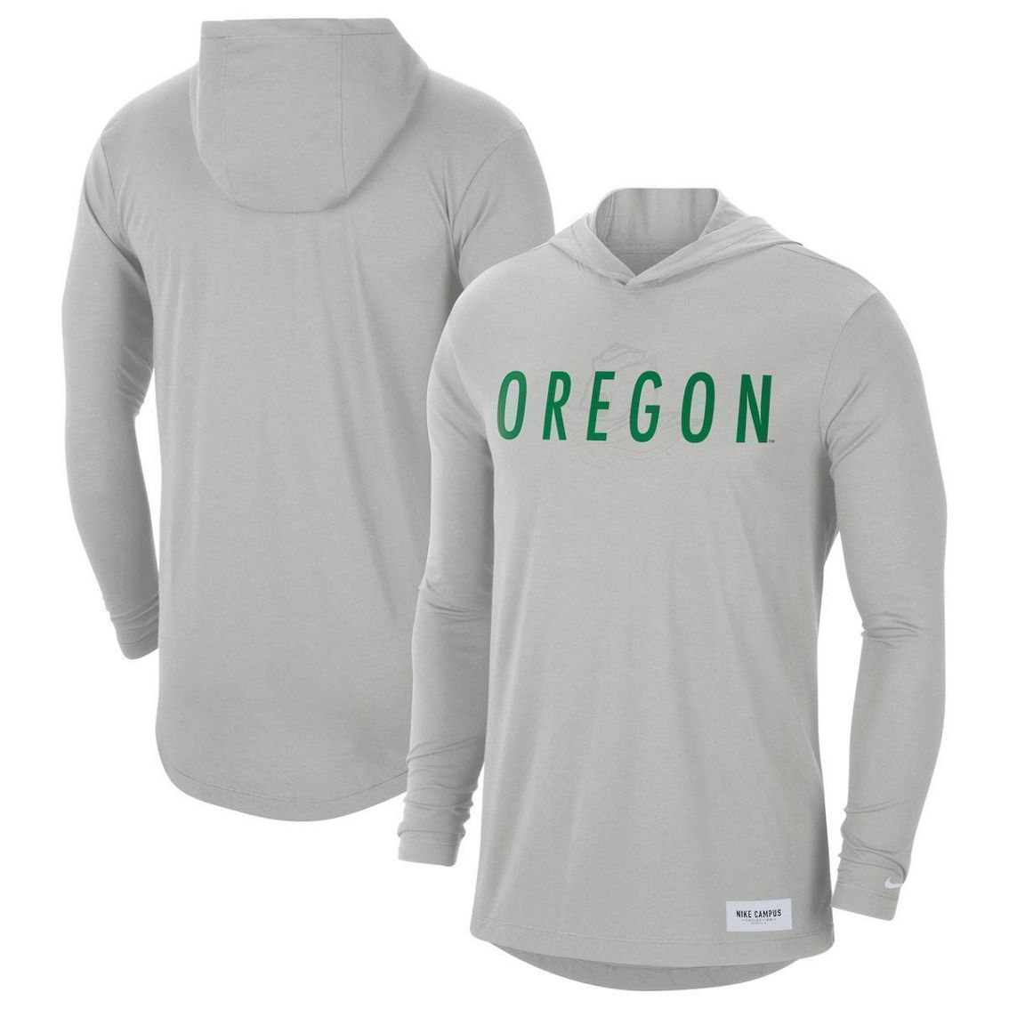 Nike Men\'s Gray Oregon Ducks Team Performance Tri-blend Hooded Long Sleeve  T-shirt | Fan Shop | Shop The Exchange