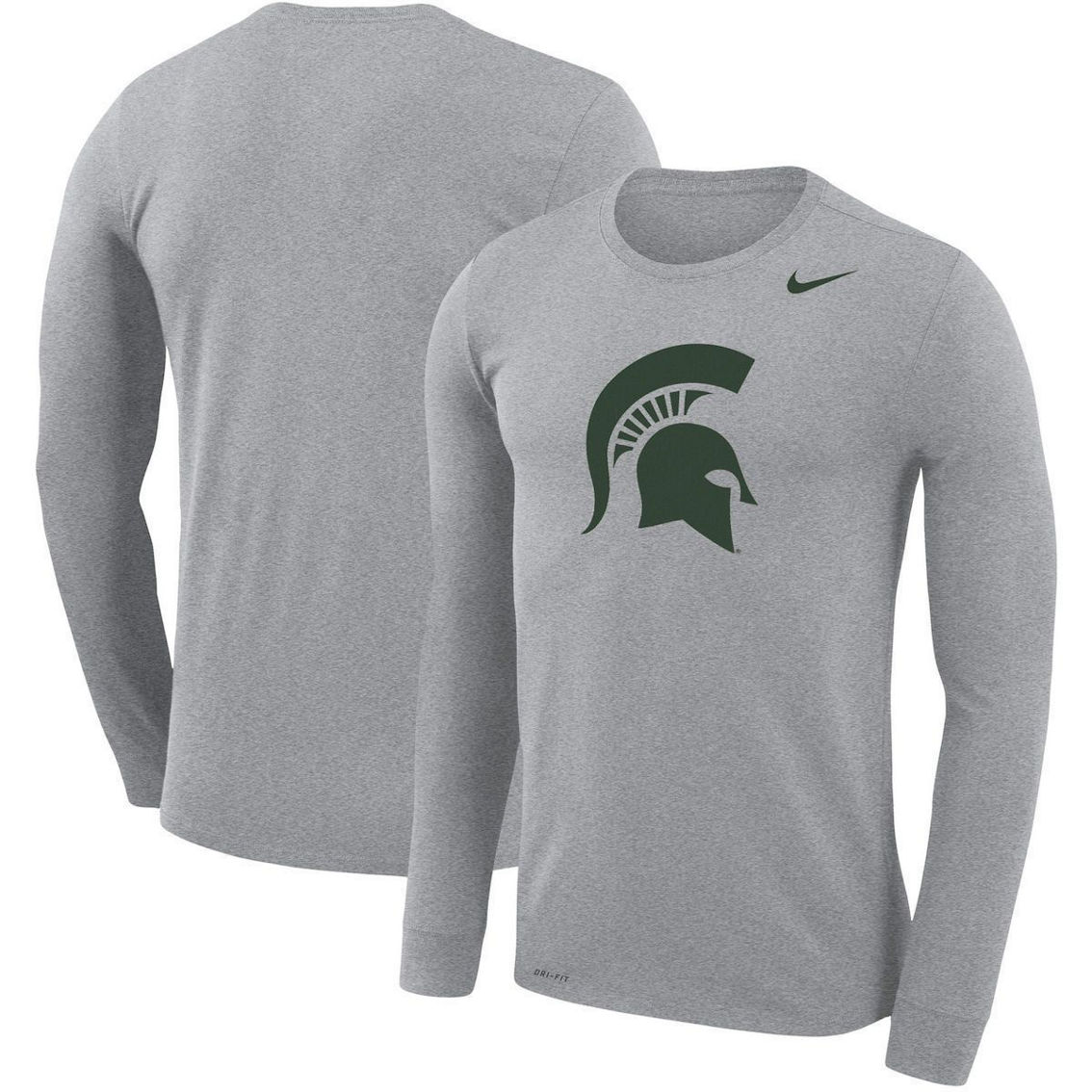 Nike Men's Heather Gray Michigan State Spartans Legend Wordmark Performance Long Sleeve T-Shirt - Image 2 of 4