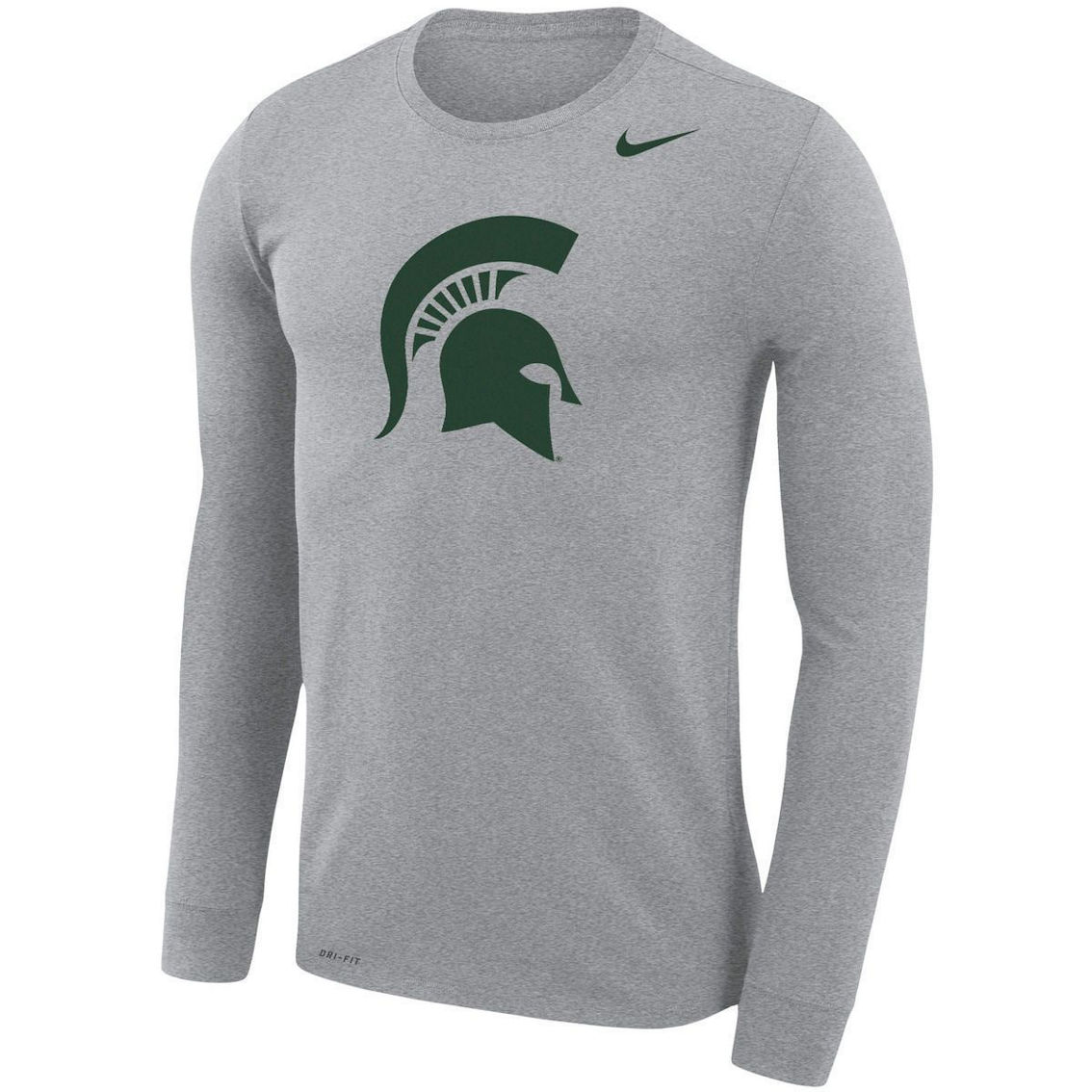 Nike Men's Heather Gray Michigan State Spartans Legend Wordmark Performance Long Sleeve T-Shirt - Image 3 of 4