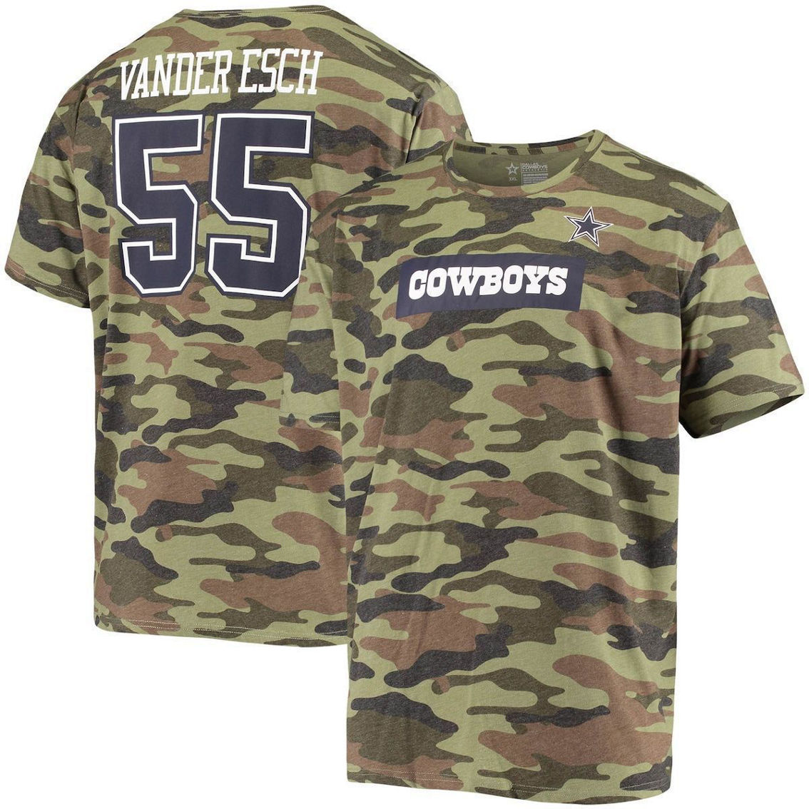 Dallas Cowboys Merchandise Men's Leighton Vander Esch Camo Dallas Cowboys Caudron Name & Number T-Shirt - Image 2 of 4