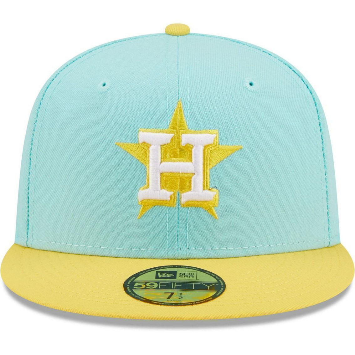 New Era Men's Turquoise/Yellow Houston Astros Spring Color Pack Two-Tone 59FIFTY Fitted Hat - Image 3 of 4