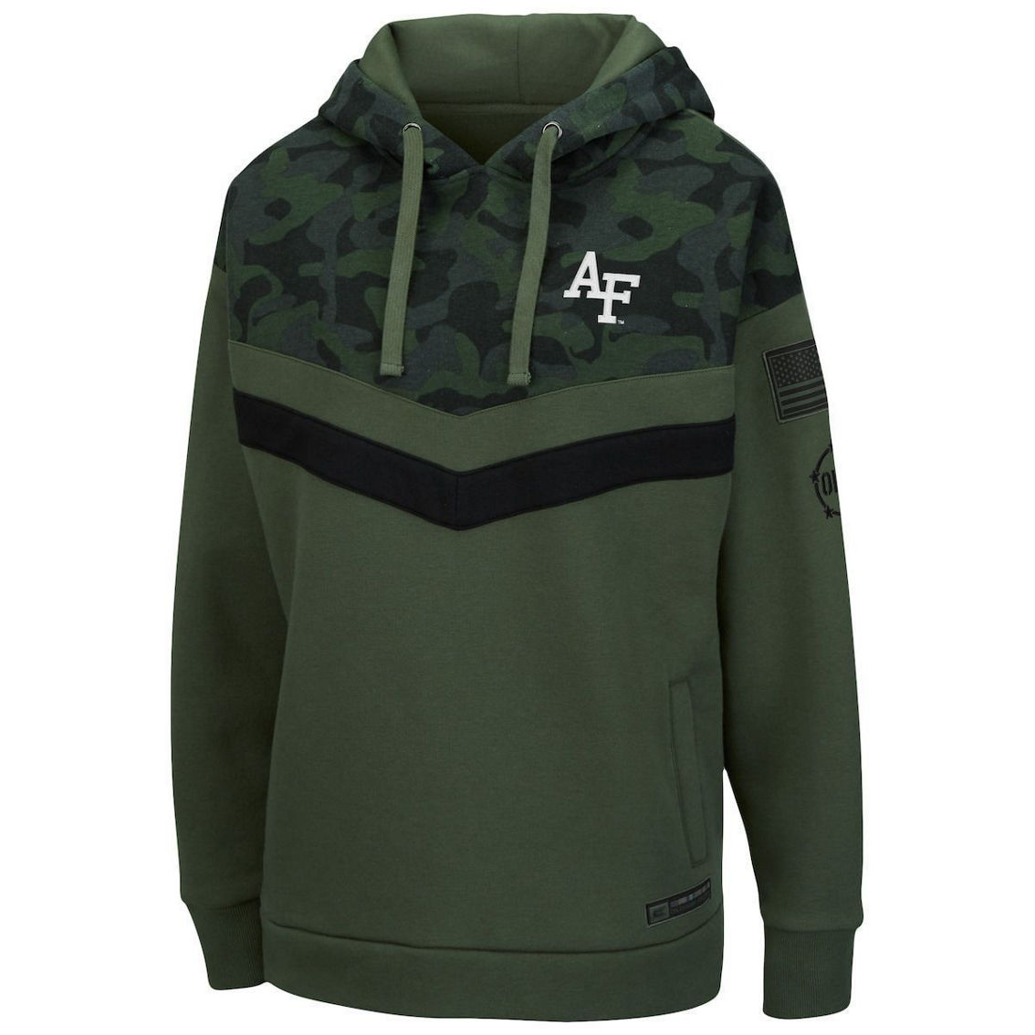 Colosseum Women's Olive/Camo Air Force Falcons OHT Military Appreciation Extraction Chevron Pullover Hoodie - Image 3 of 4