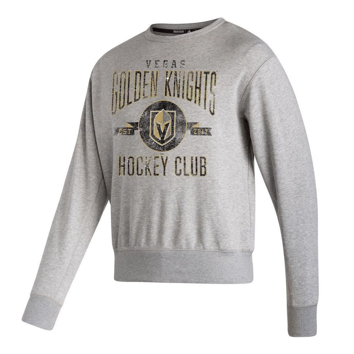 adidas Men's Heathered Gray Vegas Golden Knights Vintage Pullover Sweatshirt - Image 3 of 4