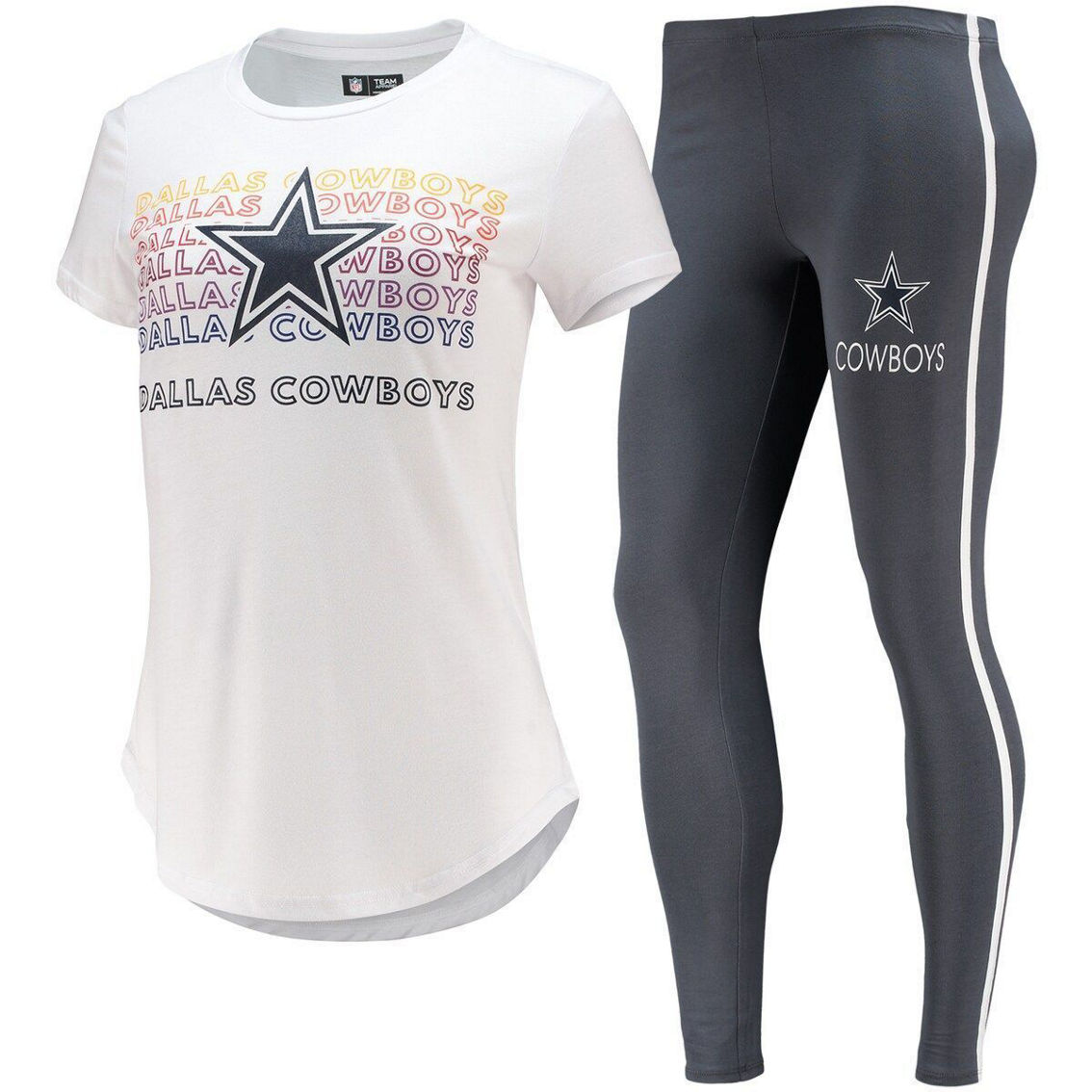 Women's Concepts Sport White/Charcoal Dallas Cowboys Sonata T-Shirt & Leggings Set - Image 1 of 4
