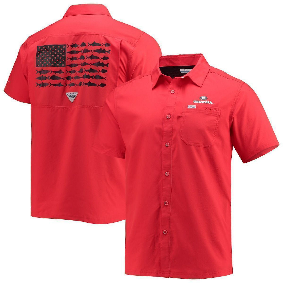 Columbia Men's PFG Red Georgia Bulldogs Slack Tide Camp Button-Up Shirt - Image 2 of 4